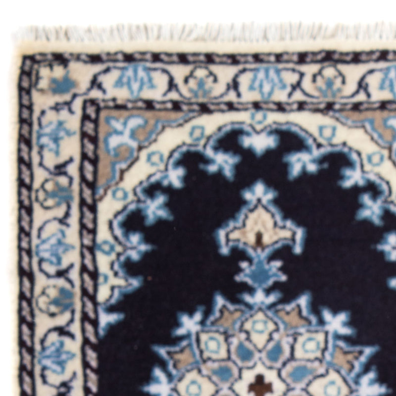 Tapis persan - Nain - 60 x 40 cm - bleu foncé