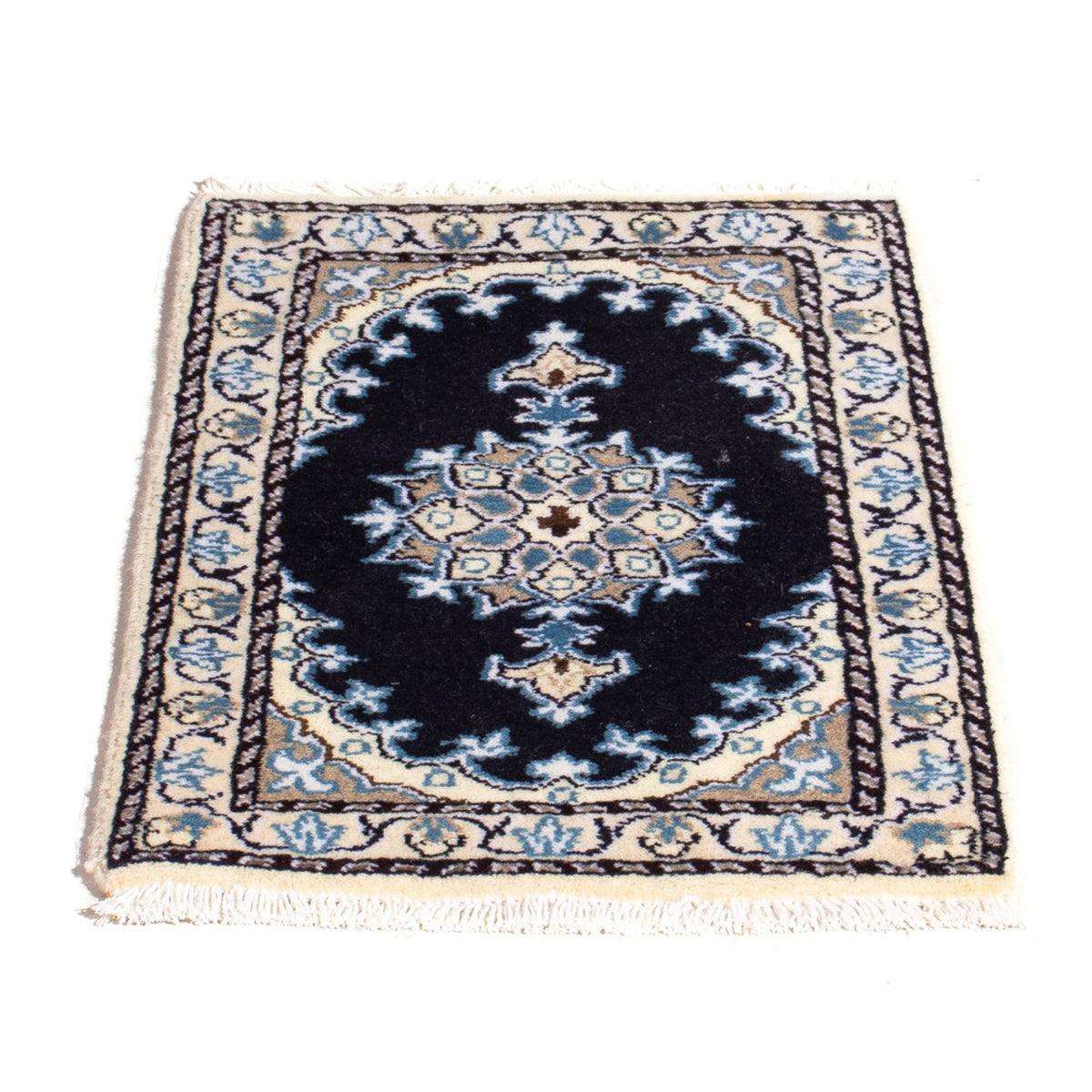 Tapis persan - Nain - 60 x 40 cm - bleu foncé