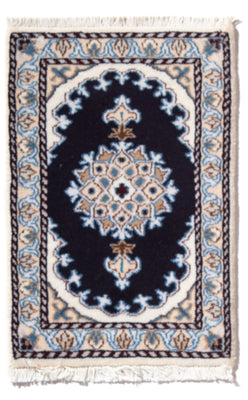 Tapis persan - Nain - 60 x 40 cm - bleu foncé