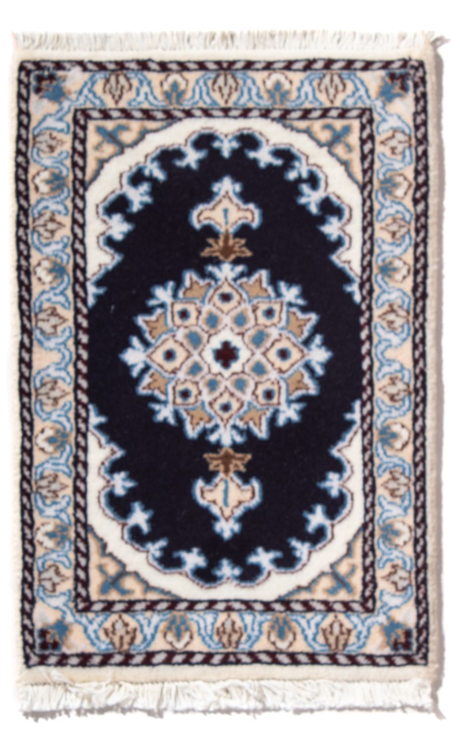 Tapis persan - Nain - 60 x 40 cm - bleu foncé