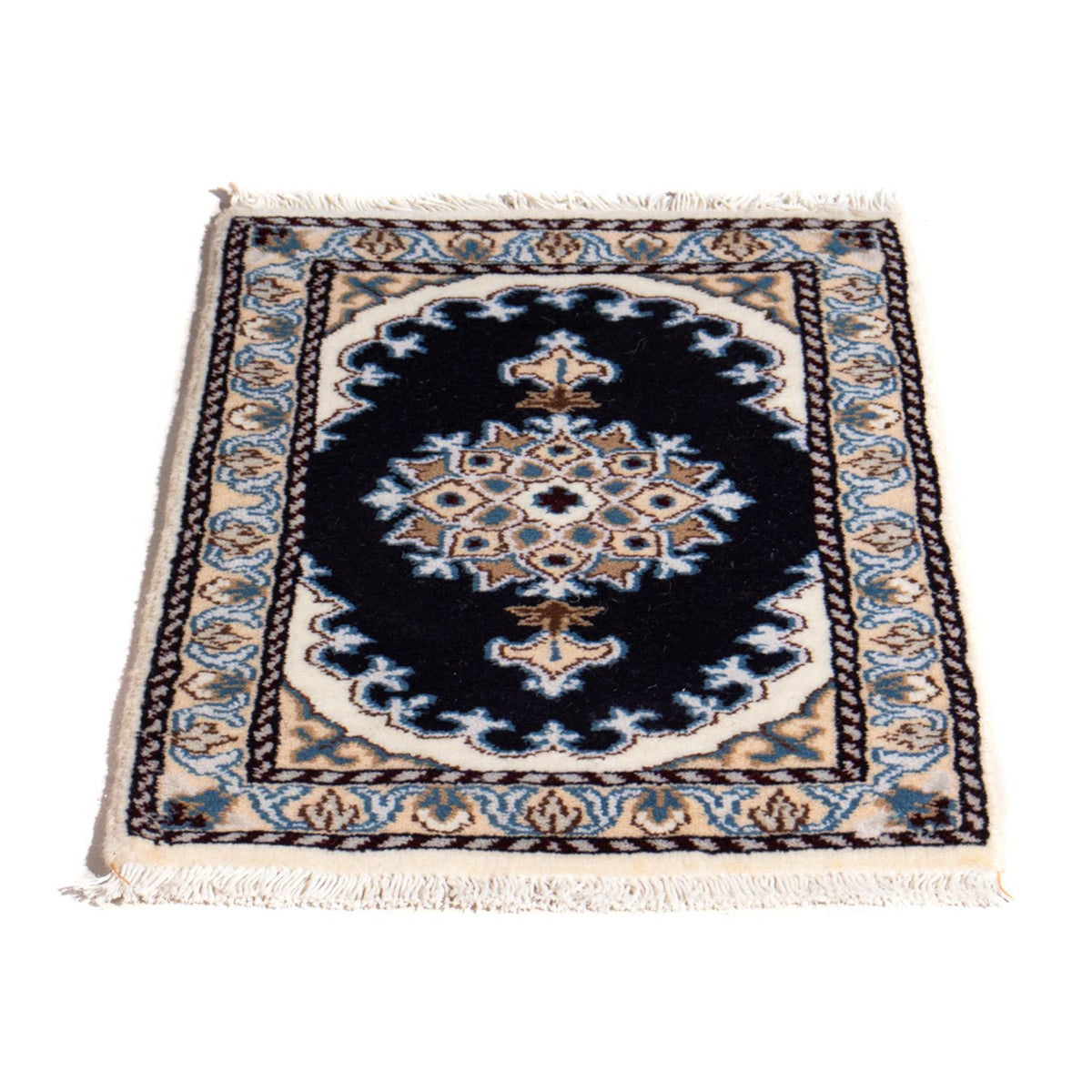 Tapis persan - Nain - 60 x 40 cm - bleu foncé