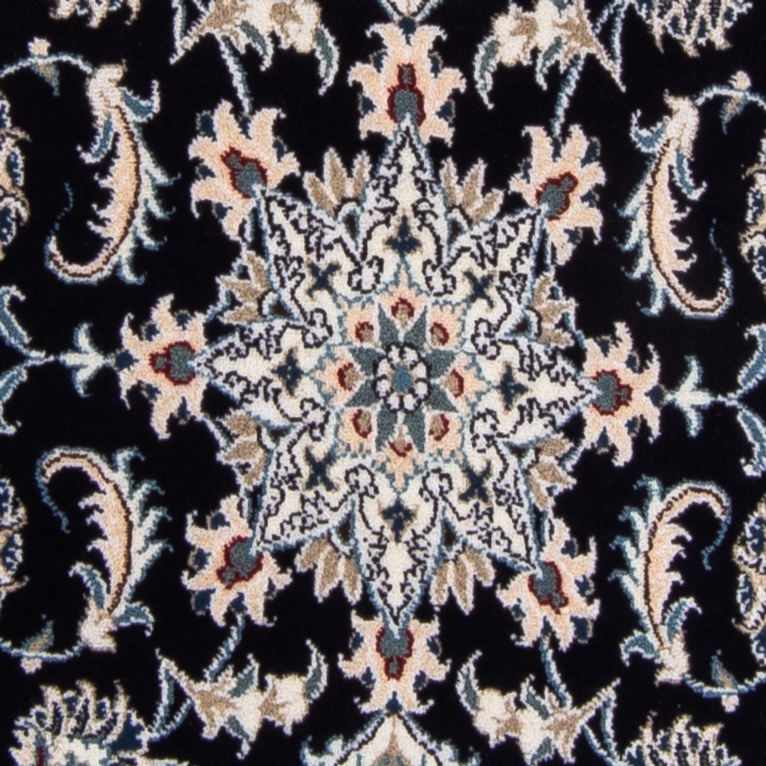 Tapis de couloir Tapis persan - Nain - 374 x 77 cm - bleu foncé