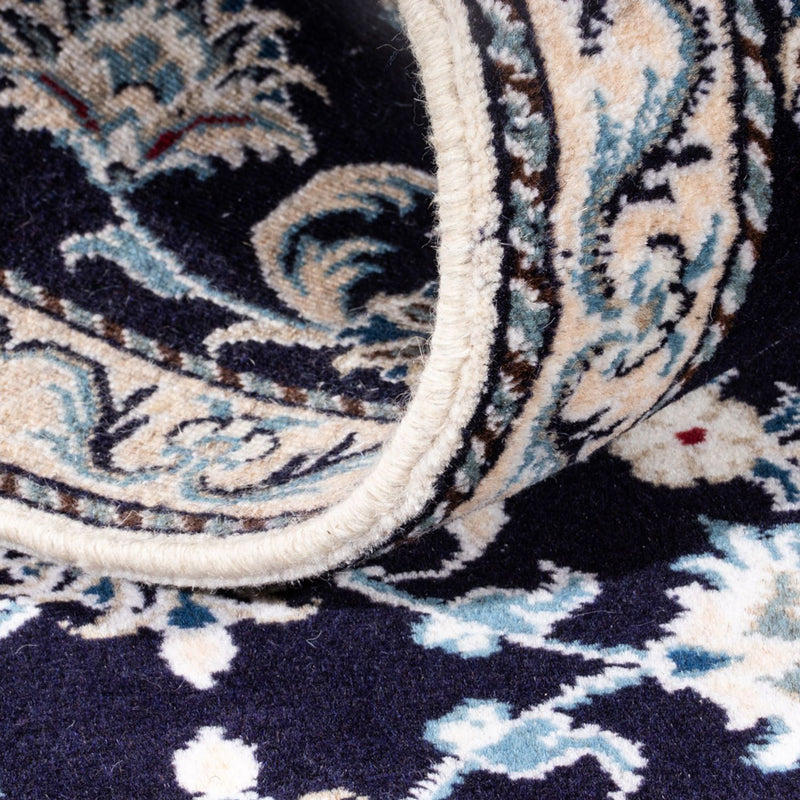 Tapis de couloir Tapis persan - Nain - 374 x 77 cm - bleu foncé