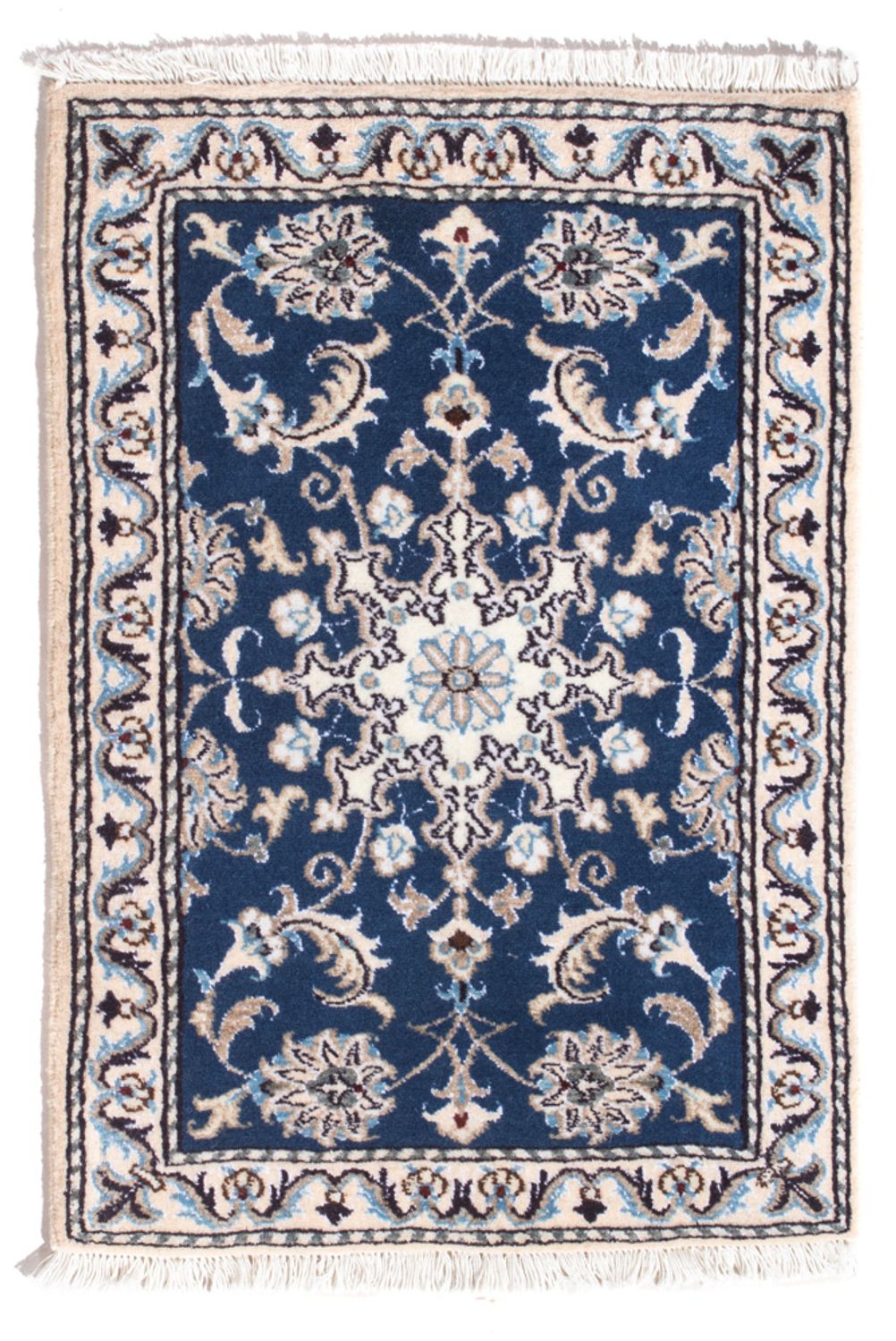 Tapis persan - Nain - 90 x 60 cm - bleu