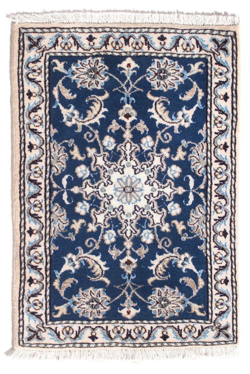 Tapis persan - Nain - 90 x 60 cm - bleu