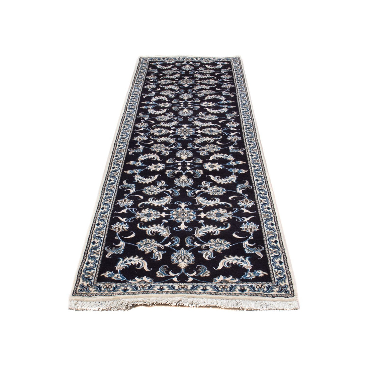 Tapis de couloir Tapis persan - Nain - 291 x 78 cm - bleu foncé