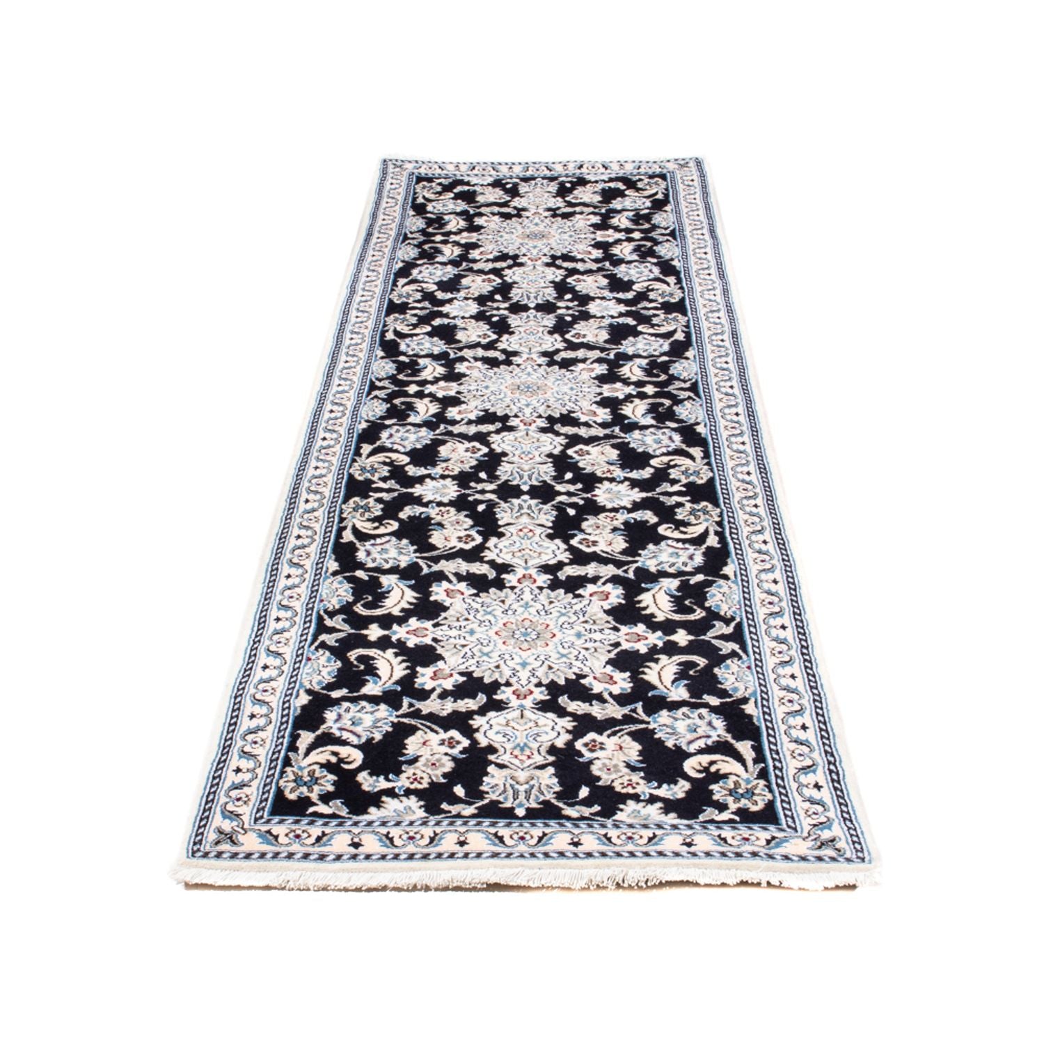 Tapis de couloir Tapis persan - Nain - 297 x 79 cm - bleu foncé