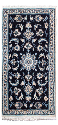 Tapis persan - Nain - 136 x 68 cm - bleu foncé