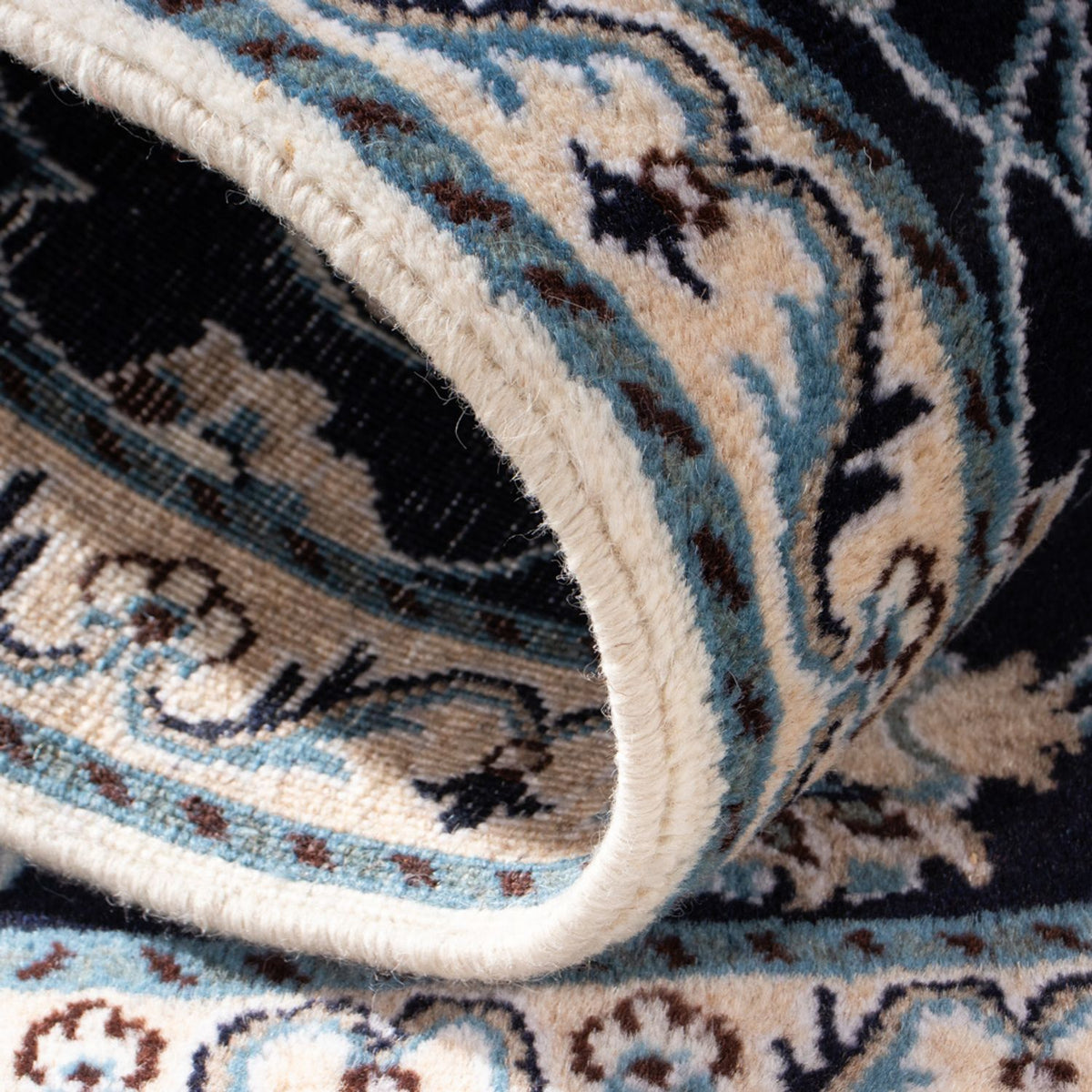 Tapis persan - Nain - 136 x 68 cm - bleu foncé