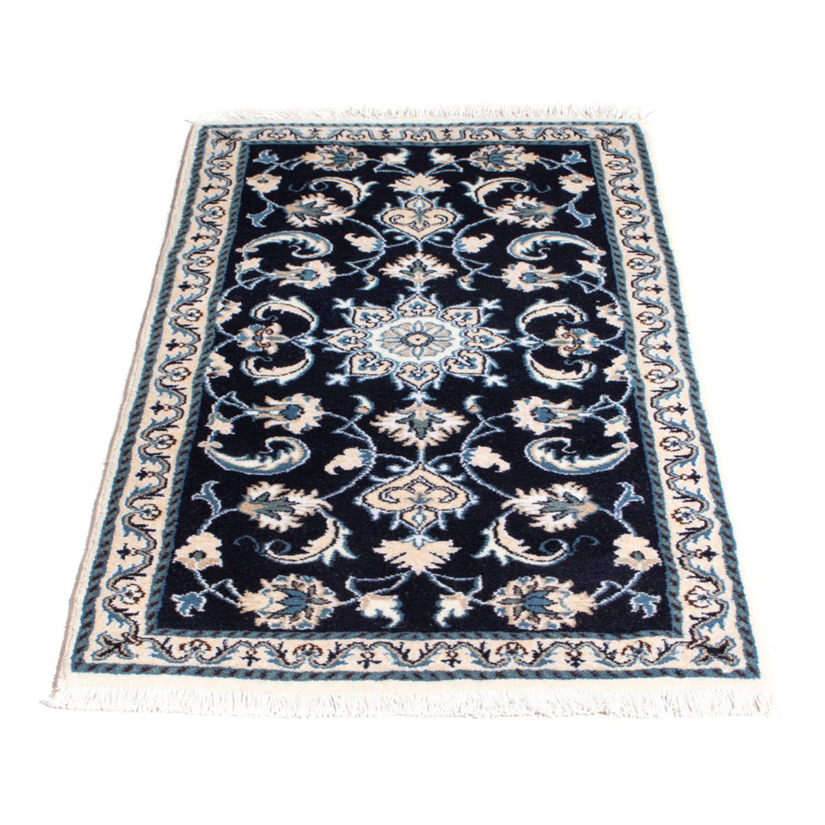 Tapis persan - Nain - 136 x 68 cm - bleu foncé