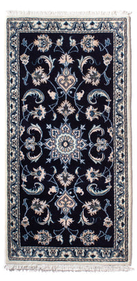 Tapis persan - Nain - 141 x 72 cm - bleu foncé