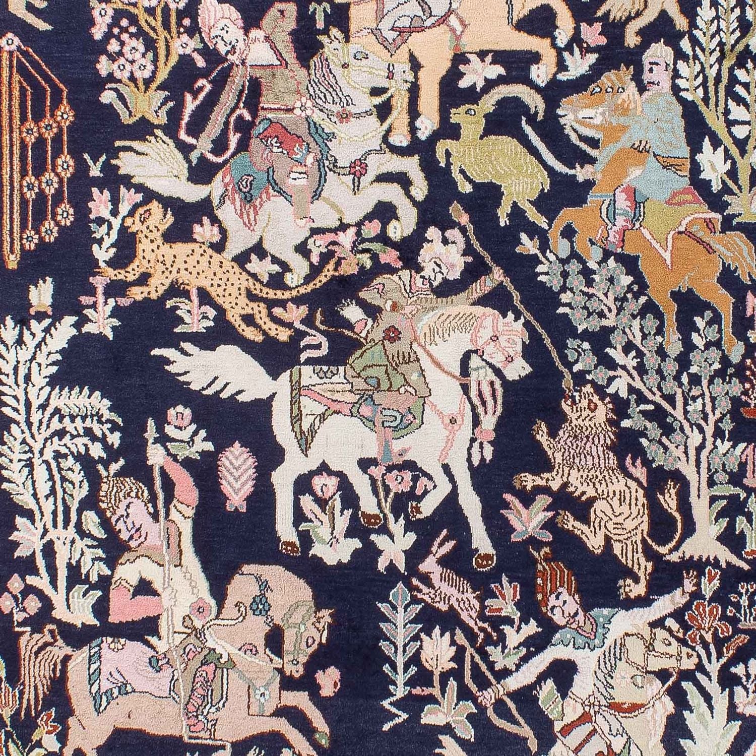 Tapis en soie - Soie du Cachemire - 215 x 133 cm - bleu foncé