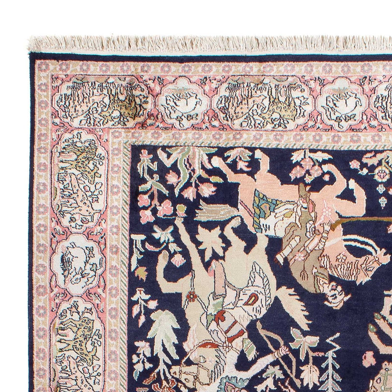 Tapis en soie - Soie du Cachemire - 215 x 133 cm - bleu foncé