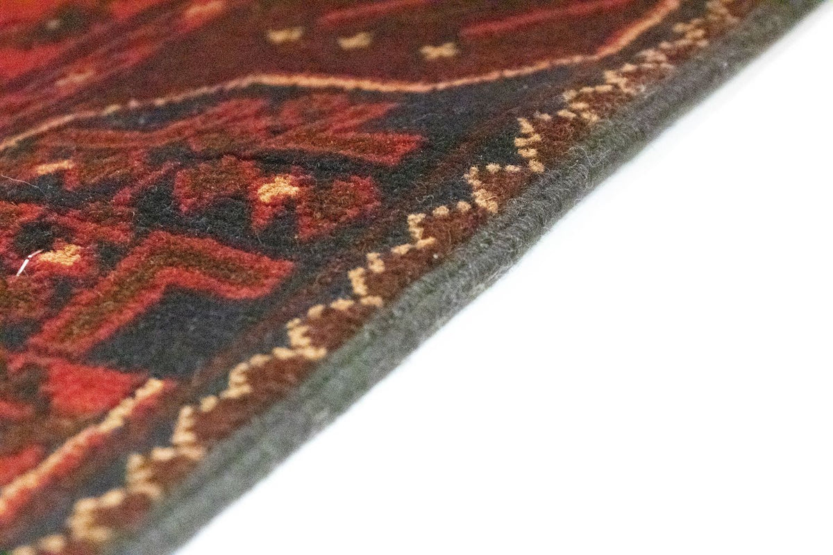 Tapis de couloir Tapis afghan - Kunduz - 295 x 75 cm - rouge