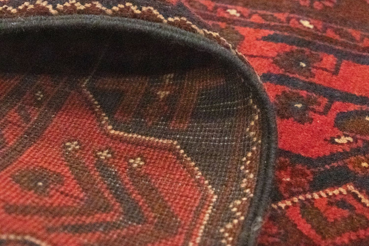 Tapis de couloir Tapis afghan - Kunduz - 295 x 75 cm - rouge