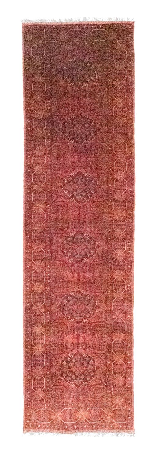 Tapis de couloir Tapis afghan - Kunduz - 390 x 82 cm - rouge