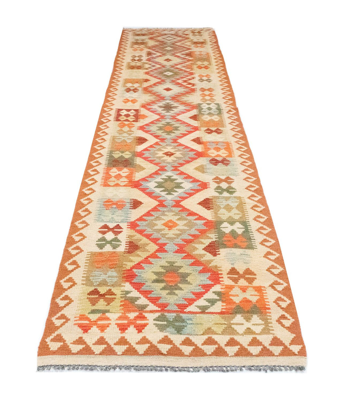 Tapis de couloir Tapis Kelim - Oriental - 396 x 81 cm - rouge