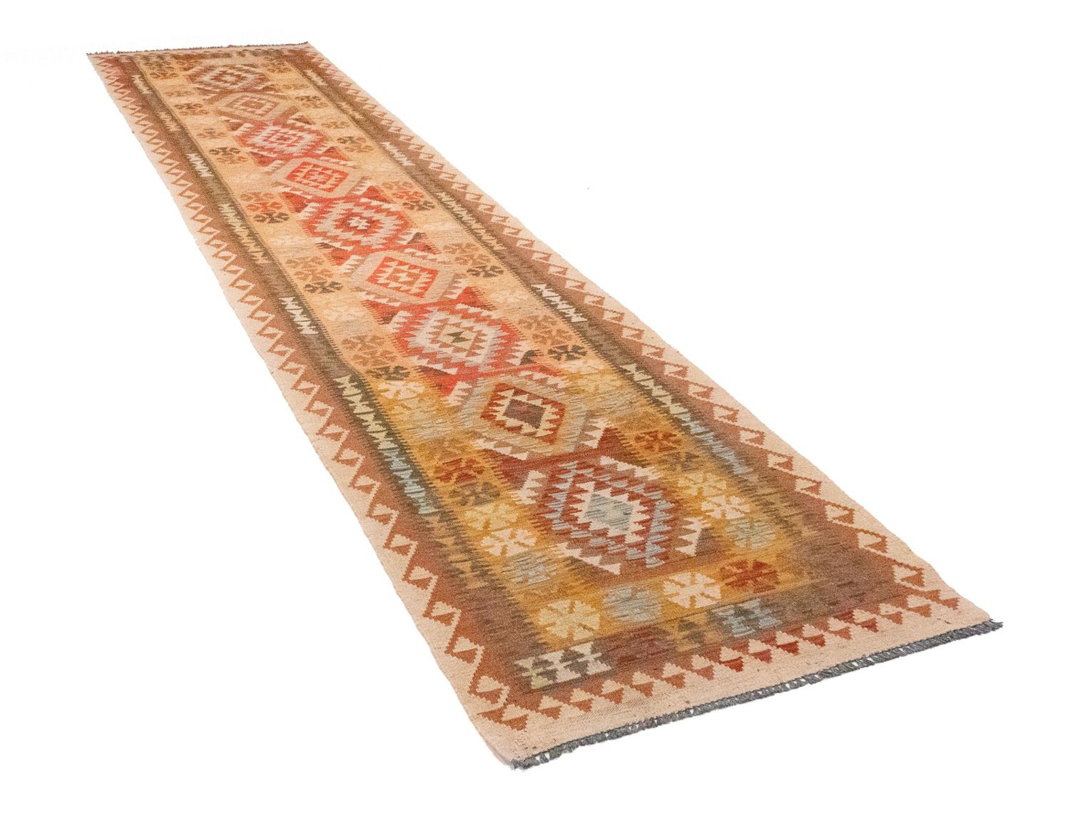 Tapis de couloir Tapis Kelim - Oriental - 390 x 85 cm - marron