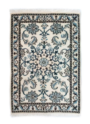 Tapis persan - Nain - 82 x 54 cm - blanc naturel