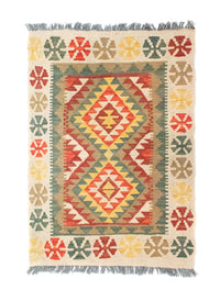 Tapis Kelim - Oriental - 90 x 60 cm - vert
