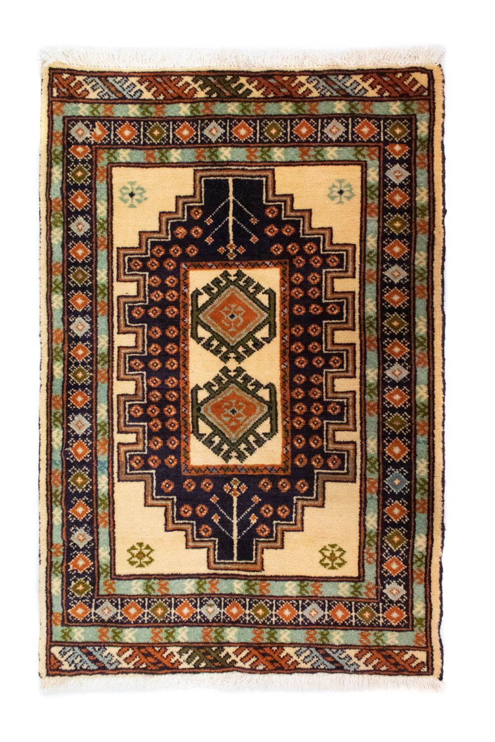 Tapis Turkaman - 93 x 63 cm - bleu