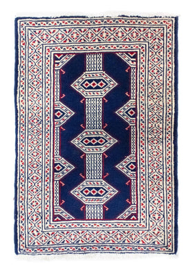 Tapis Turkaman - 88 x 62 cm - bleu