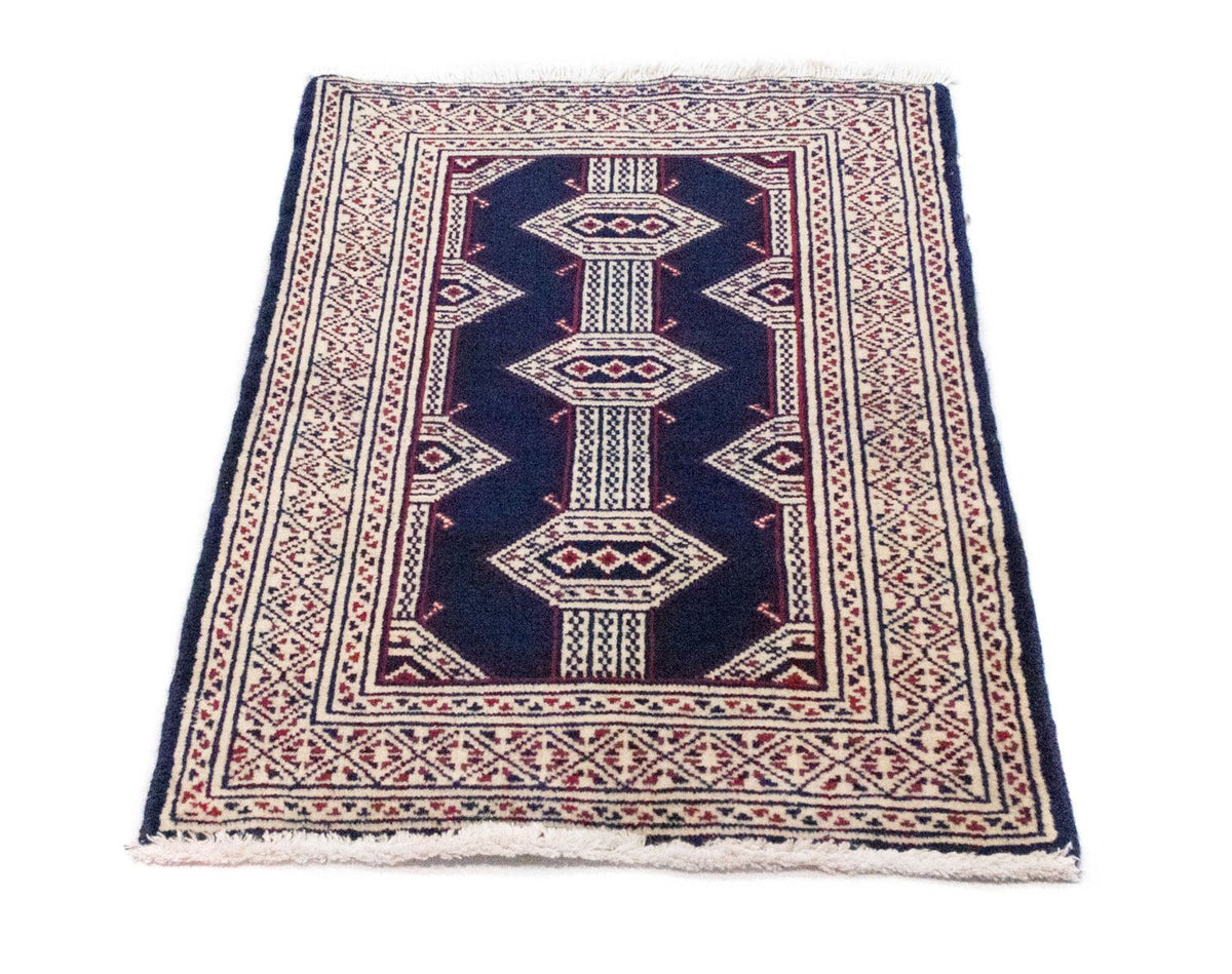 Tapis Turkaman - 88 x 62 cm - bleu