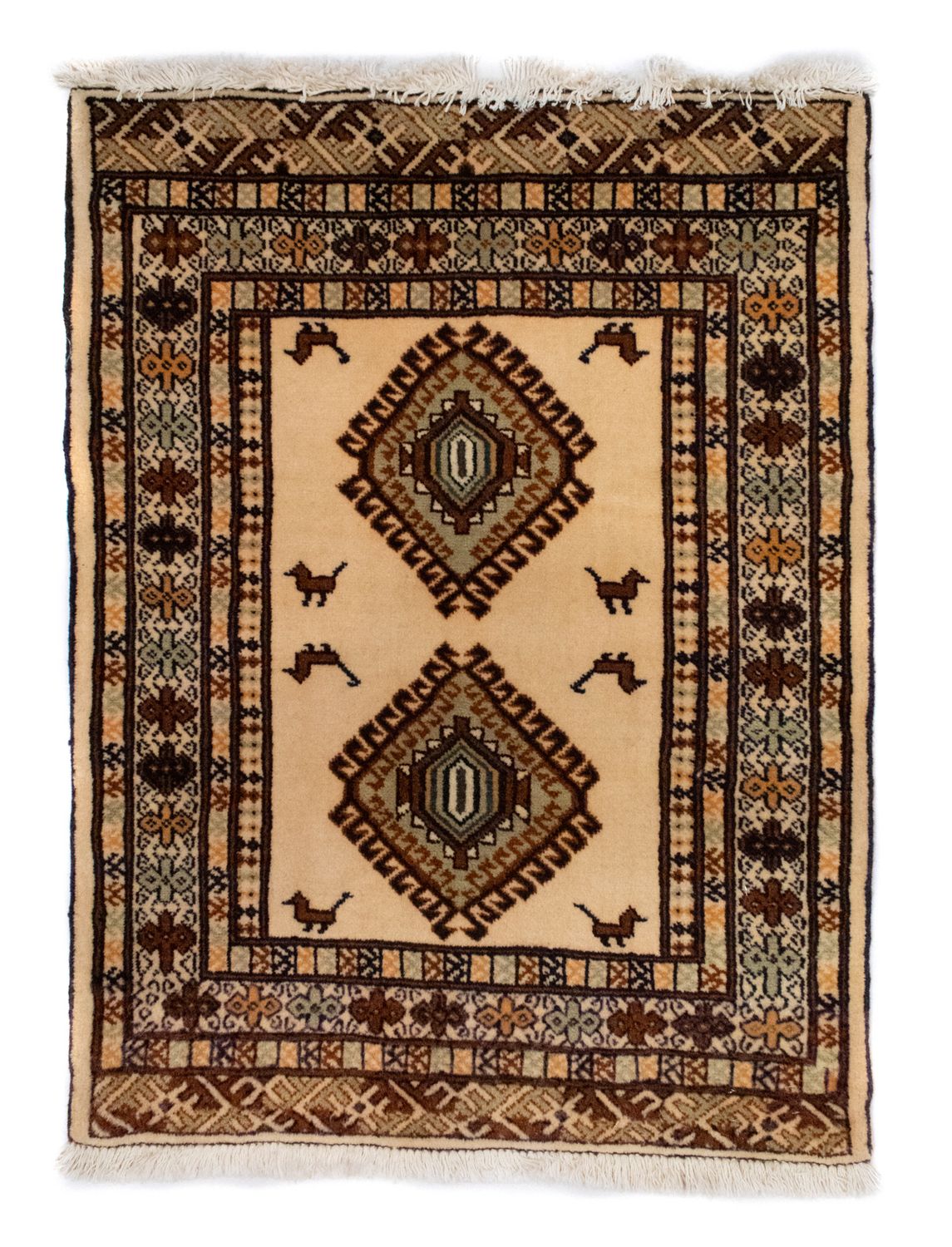 Tapis Turkaman - 87 x 64 cm - bleu