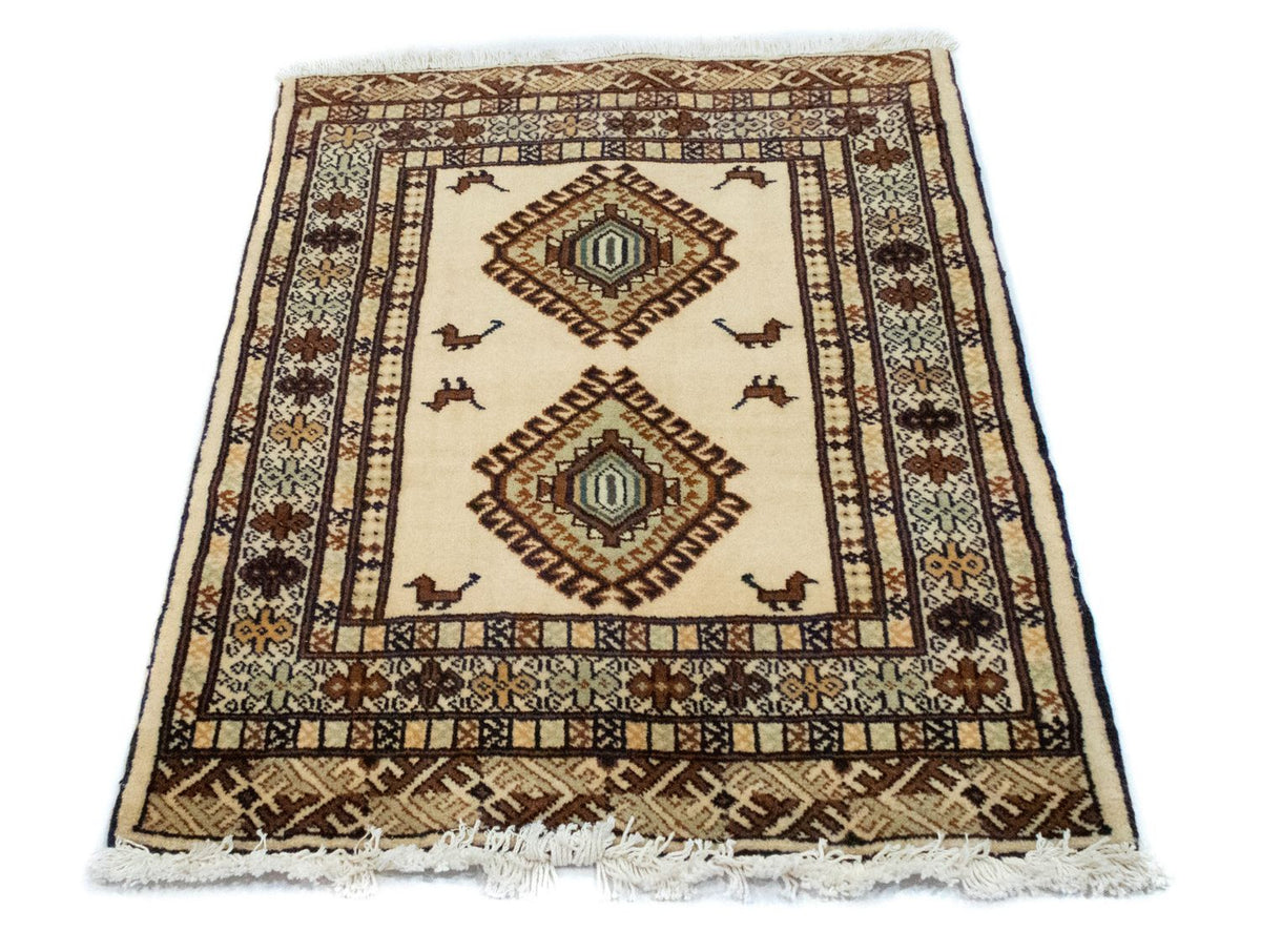 Tapis Turkaman - 87 x 64 cm - bleu