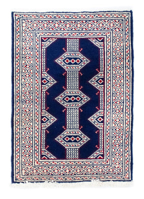 Tapis Turkaman - 90 x 62 cm - bleu