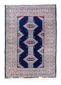Tapis Turkaman - 90 x 62 cm - bleu