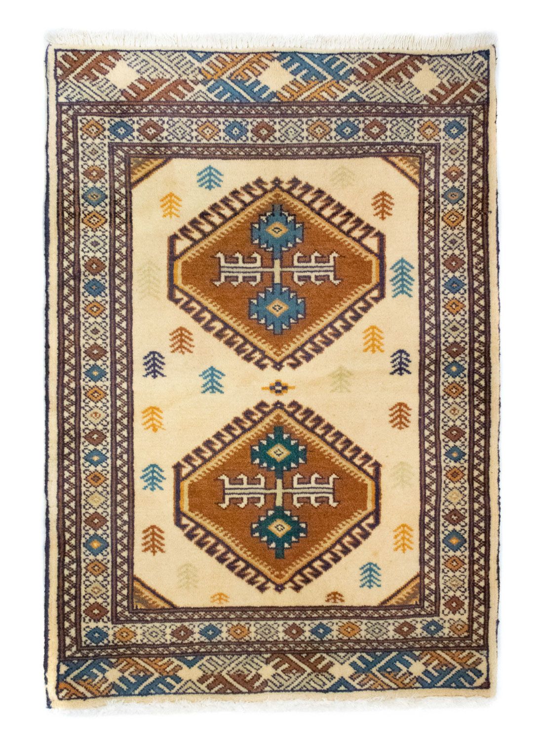 Tapis Turkaman - 89 x 64 cm - bleu