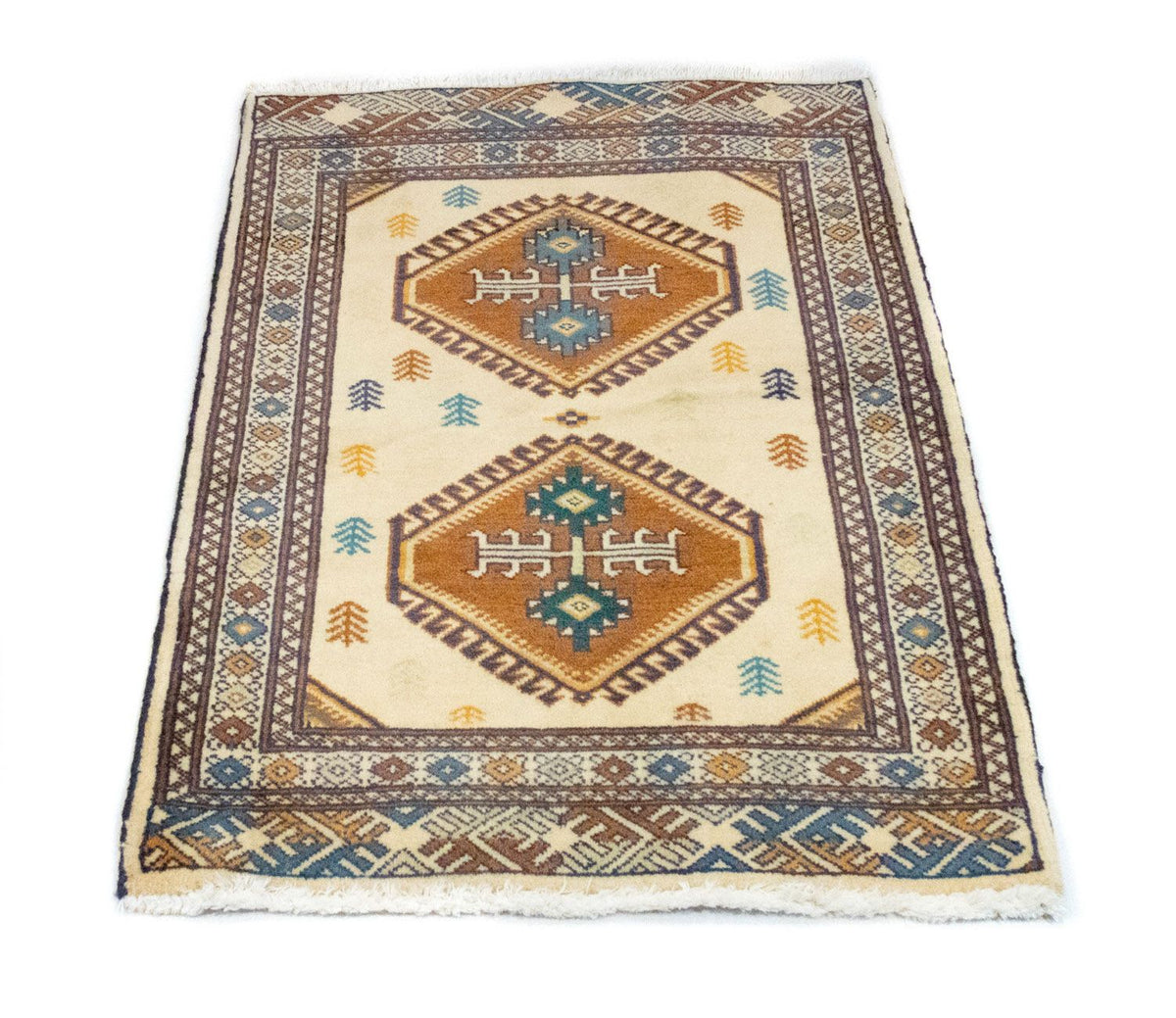 Tapis Turkaman - 89 x 64 cm - bleu