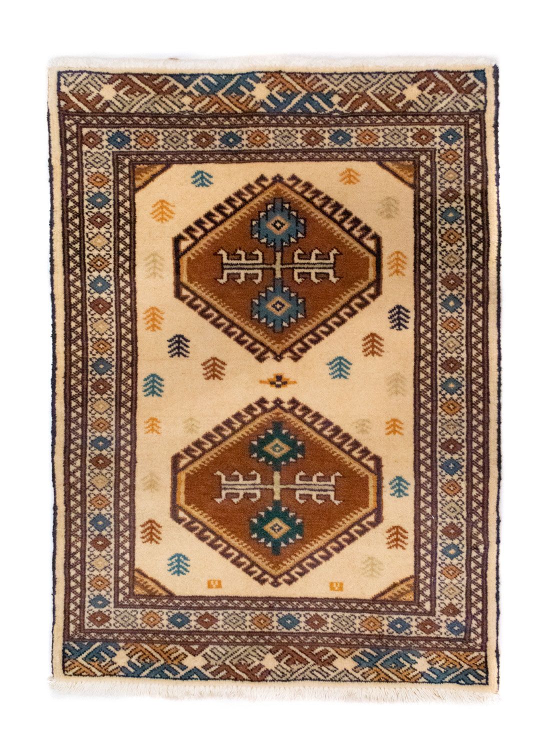 Tapis Turkaman - 88 x 63 cm - beige