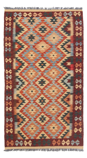 Tapis de couloir Tapis Kelim - Splash - 198 x 104 cm - multicolore