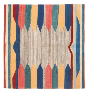 Tapis Kelim - Oriental carré  - 128 x 125 cm - vert menthe
