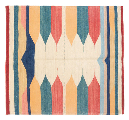 Tapis Kelim - Oriental carré  - 129 x 125 cm - vert menthe