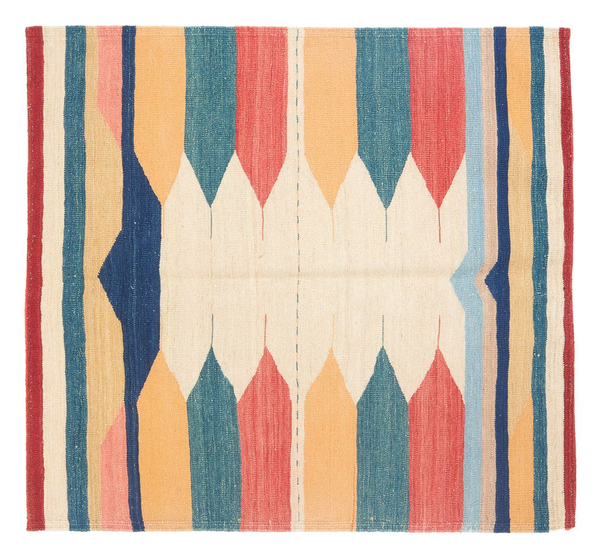 Tapis Kelim - Oriental carré  - 129 x 125 cm - vert menthe