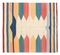 Tapis Kelim - Oriental carré  - 129 x 125 cm - vert menthe