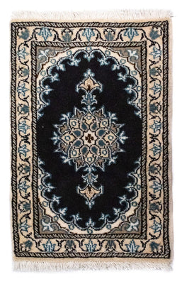 Tapis persan - Nain - 60 x 40 cm - bleu foncé