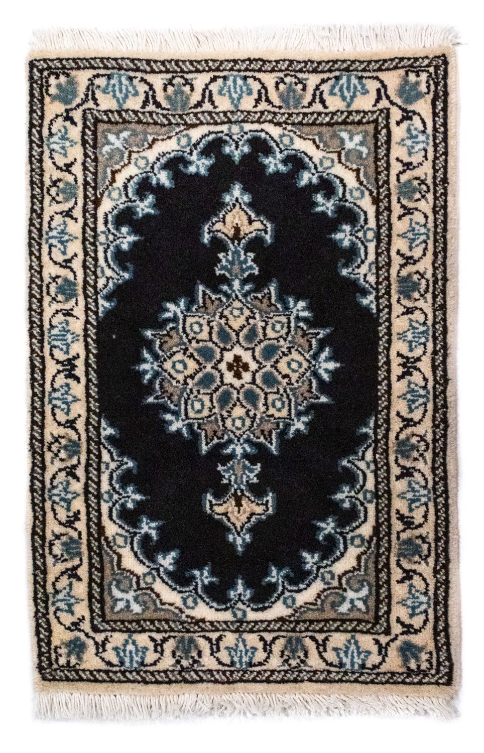 Tapis persan - Nain - 60 x 40 cm - bleu foncé