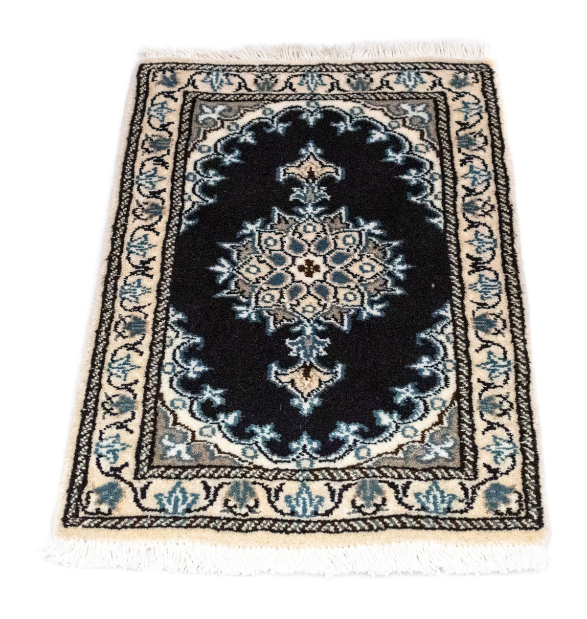Tapis persan - Nain - 60 x 40 cm - bleu foncé
