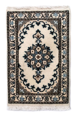 Tapis persan - Nain - 60 x 40 cm - blanc naturel