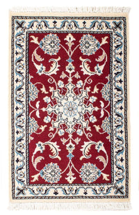 Tapis persan - Nain - 89 x 56 cm - rouge foncé