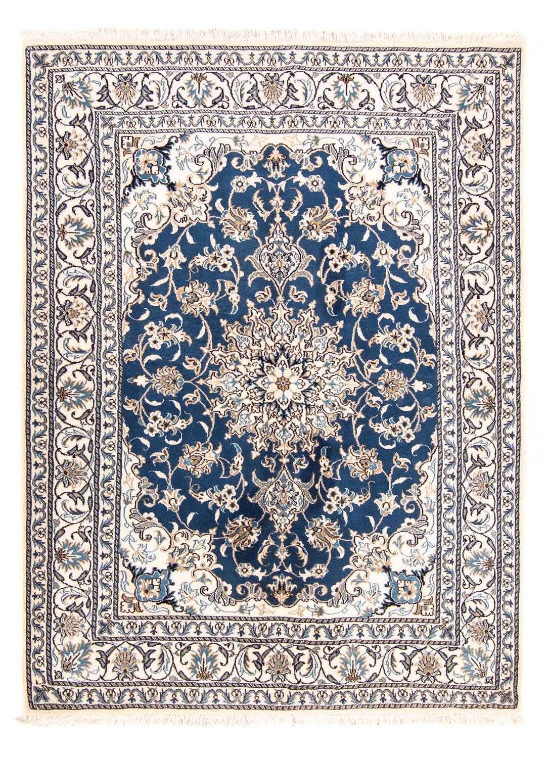 Tapis persan - Nain - 198 x 149 cm - bleu foncé