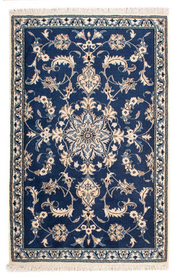 Tapis persan - Nain - 140 x 87 cm - bleu foncé