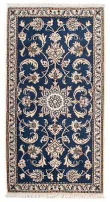 Tapis persan - Nain - 140 x 70 cm - bleu foncé