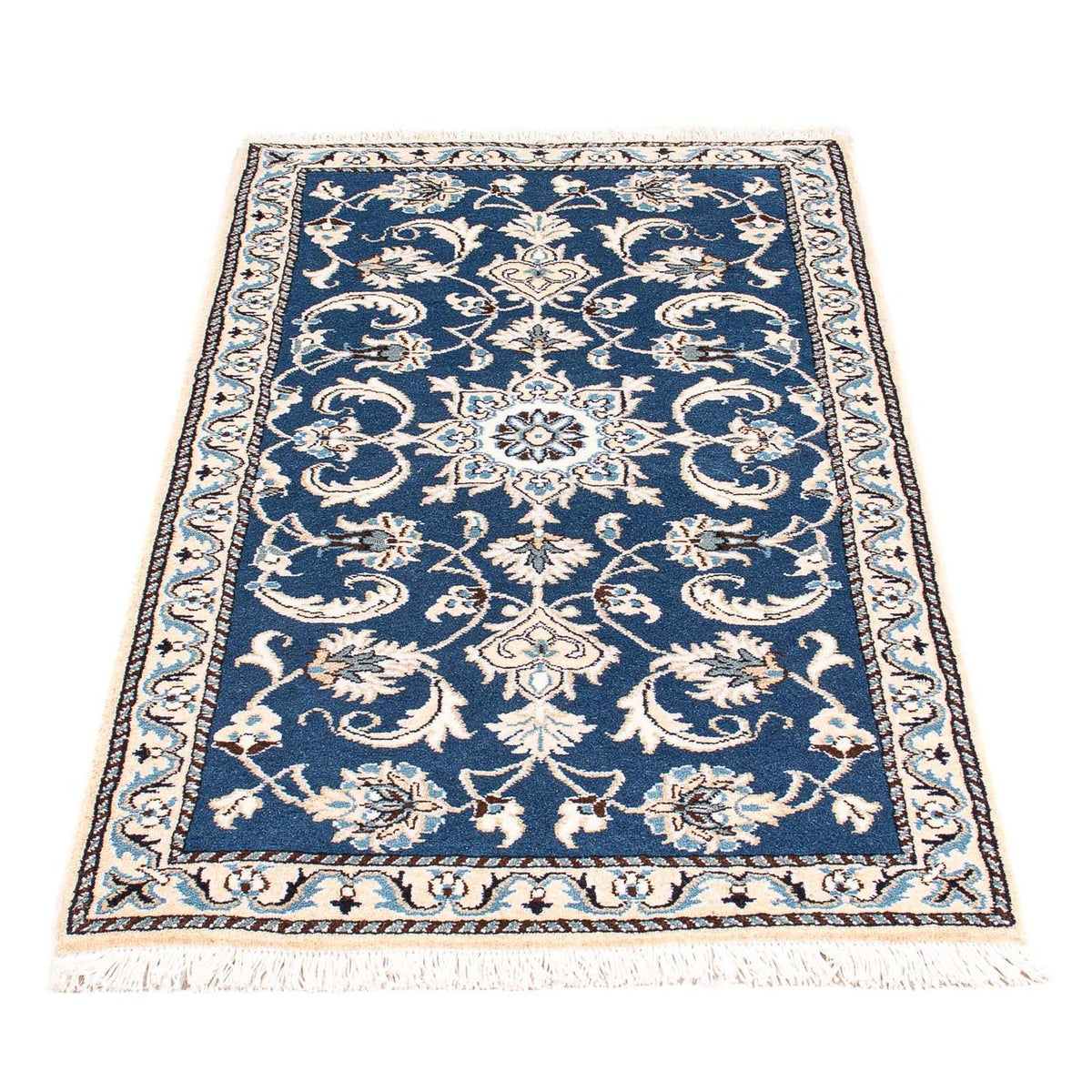 Tapis persan - Nain - 135 x 68 cm - bleu foncé