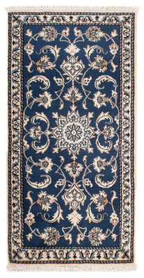 Tapis persan - Nain - 139 x 68 cm - bleu foncé