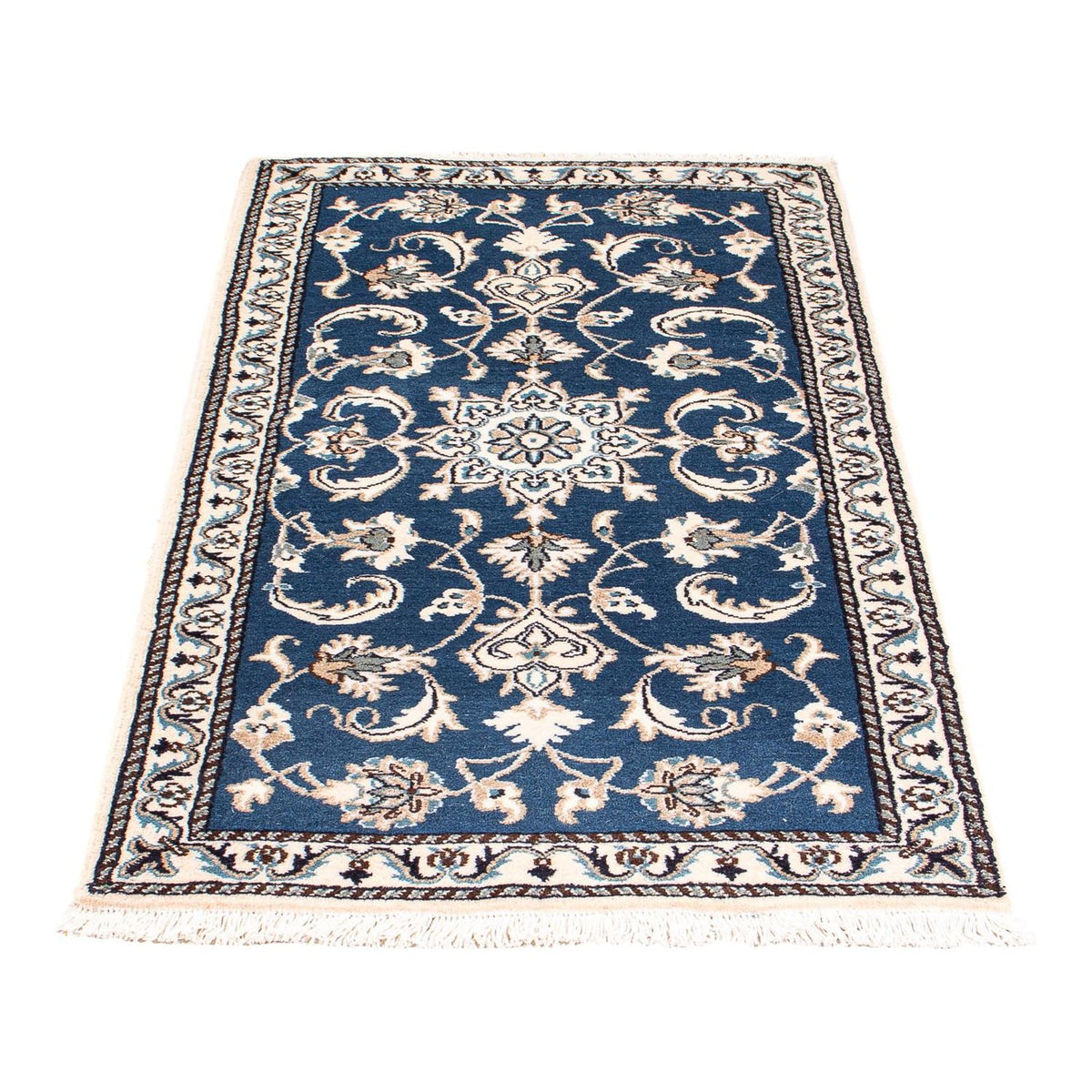 Tapis persan - Nain - 139 x 68 cm - bleu foncé